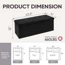 43.7 Inches Velvet Storage Ottoman Bench，Black, 43.7"D x 15.7"W x 15.7"H