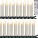 Led Clips on Christmas Tree Candles, 20 Pack Flickering Battery Candles with Remote Timer, Flameless Window Candle for Christmas Wedding Birthday