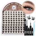 TOOCHUNAG Lash Extension Kit Wispy Lash Clusters Kit Thin Band Cluster Eyelash Extensions Kit Natural Individual Eyelashes Kit DIY Cluster Lashes with Lash Bond and Seal and Tweezers (10-16mm-D)