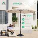 JEAREY 9FT Outdoor Patio Umbrella Outdoor Table Umbrella with Push Button Tilt and Crank, Market Umbrella 8 Sturdy Ribs UV Protection Waterproof for Garden, Deck, Backyard, Pool (Beige)