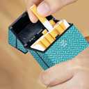 5 x Cigarette Case, Woven Pattern with Elastic Switch, Up to 20 Cigarettes for 85mm King Size (Grayish Cyan)