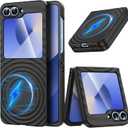 Magnetic for Galaxy Z Flip6/Flip7 FE Case,Lightweight,Slim Fit Drop Protection Rugged Shockproof Cover for Samsung Galaxy Z Flip 6/5/7 FE, Hard PC Shockproof Protective Phone Black 29-Flip 6-01