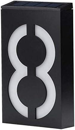 LED Solar House Number Light doorplate, Garden Yard Building Door Wall Address Numbers lamp Sign Plate Solar Powered, LED Lighted Up Outdoor Plaque for Home House Street (Digital 8)