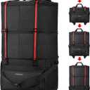 mixi Travel Bag with Wheels Expandable Foldable Luggage Bag Collapsible Rolling Travel Bag Duffel Bag Large Capacity Suitcase for Men Women, Black