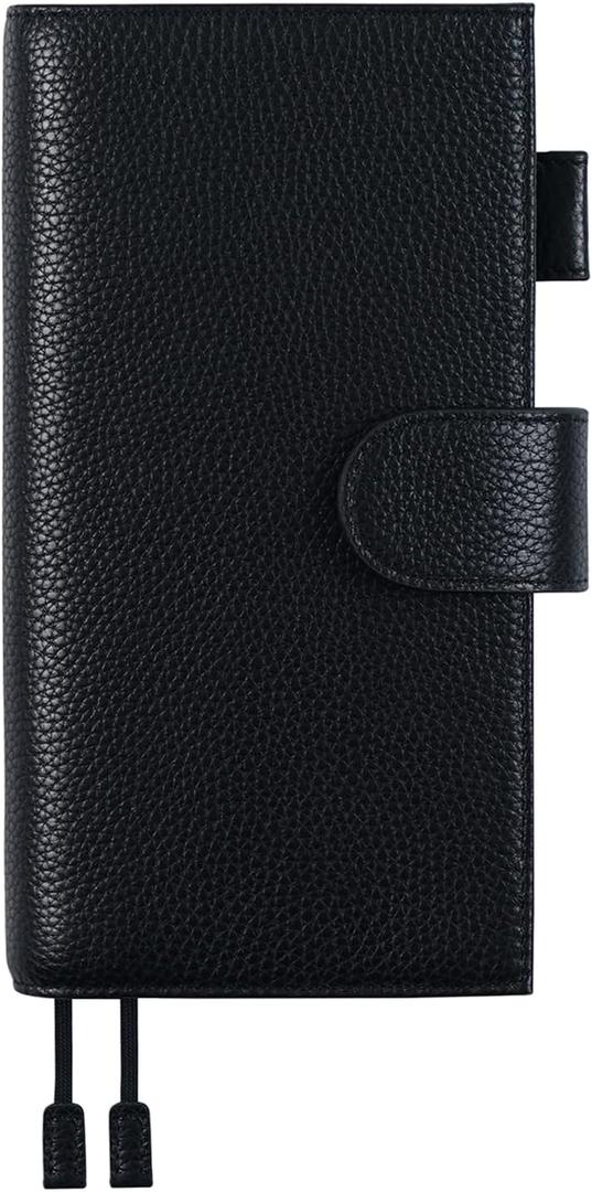 Moterm Leather Cover for Hobonichi Weeks - Fits Hobonichi Weeks/Weeks Mega, with Back Pocket (Pebbled-Black)