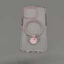 YOOVEI for iPhone 15 Pro Case,with Kickstand 360Rotatable Magnetic Invisible Ring Stand [Compatible with MagSafe],Shockproof Protective Slim Soft Edge,Phone Grip Cover 6.1'',Clear Pink