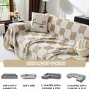 MEETSKY Couch Cover Modern Khaki White Plaid Jacquard Sofa Slipcover U Shape Sofa Protector for 3 Cushion Couch Sofa, Chenille Sofa Couch Coverfor Dogs Kids, 91" X134", Khaki Checkerboard