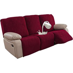100% Waterproof Recliner Sofa Slipcovers, 3 Pieces Stretch Reclining Couch Covers for 3 Cushion Couch Sofa Pet Friendly Washable Furniture Covers for Dogs, Pets, Kids (Wine, 3 Seater)