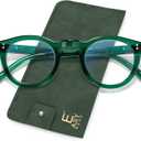 EASY READ Retro Round Blue Light Blocking Reading Glasses for Women,Anti UV Readers for Women with Spring Hinge(Green,+2.50)