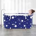 Portable Foldable Bathtub,Foldable Soaking Bathtub for Adults, Freestanding Bathtubs, Hot Bath Tub, Ice Bath, Family Bathroom SPA Tub 47.2x19.7x21.7inch (Star)