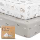 KeaBabies 2-Pack Organic Crib Sheets for Boys, Girls - 52x28 Fitted Crib Mattress Sheet Neutral, Breathable Jersey Cotton Cover for Baby Bed, Toddler Mattress, Soft & Cute Prints (Savannah)
