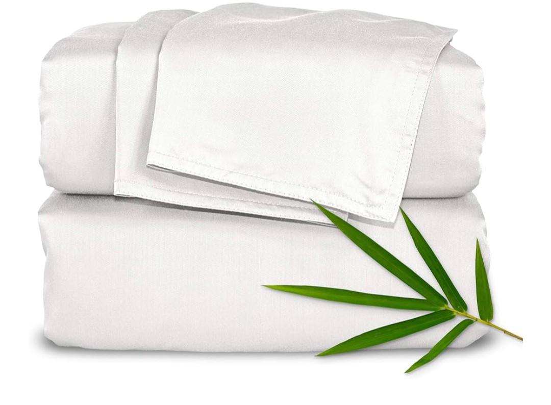Pure Bamboo Full Sheets, Genuine 100% Organic Viscose Derived from Bamboo Bed Sheet Set, Luxuriously Soft & Cooling, Double Stitching, 2 Year Quality Promise (Full, White
