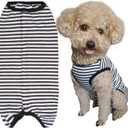 Dogs Recovery Suit Post Surgery Shirt for Puppy, Wound Protective Clothes for Little Animals(Black White Stripe-m)