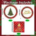 72 Pcs Christmas Plates Disposable Party Set Red Black Plaid Christmas Tree Holiday Paper Plates and Napkins for Chirstmas Party Table Decorations