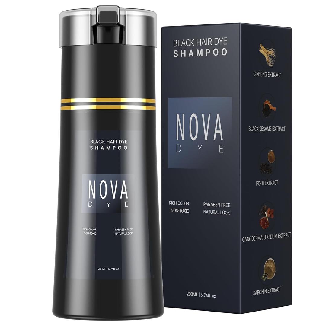 Black Hair Dye Shampoo 3 in 1, Natural Dye Shampoo for Men & Women, Herbal Ingredient Shampoos for Grey Hairs Coverage