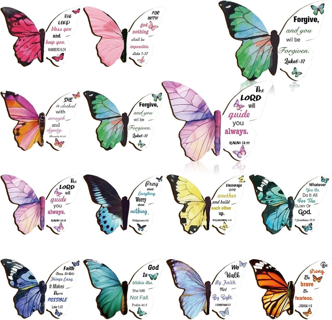 Resurhang 24 Pieces Bible Verse Magnetic Bookmarks Christian Butterfly Magnet Bookmarks Foldable Women Religious Gift for Mother's Day 1.6 x 2.2 In Inspirational Reading Page Markers for School Church