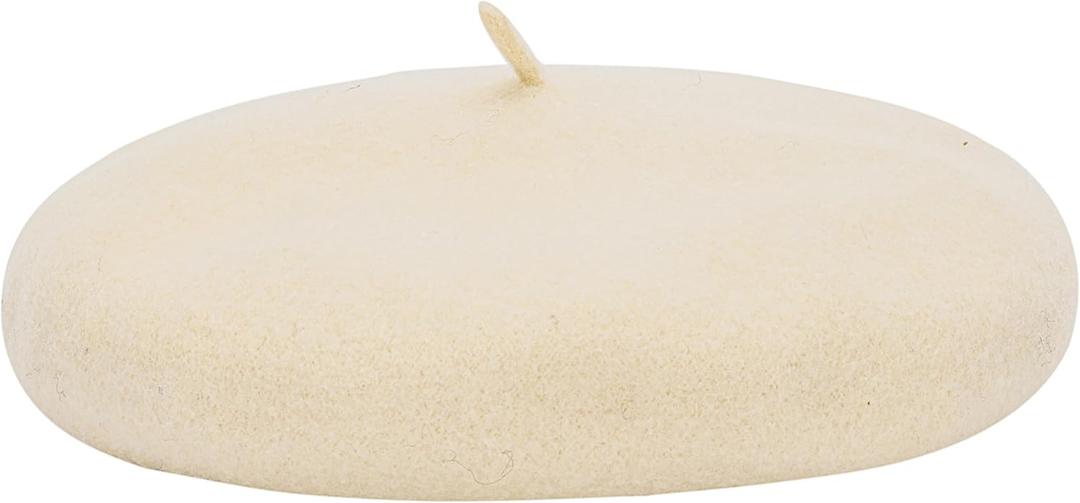 Kids French Beret Solid Color Cap - Classic Breathable Warm Hat Wool Felt Berets for Girls 3-7 Years (One Size, Beige)