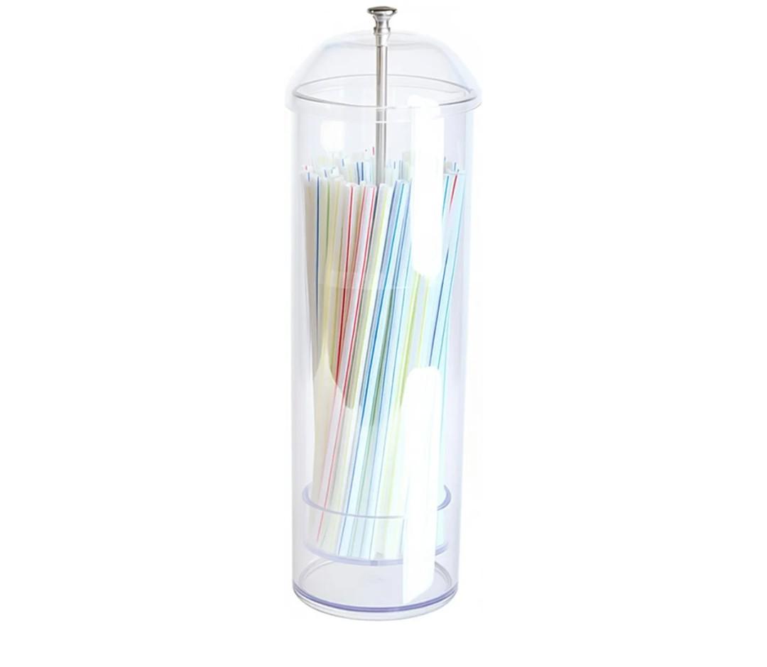 Youngever Straw Dispenser, Plastic Drinking Straw Container with Lid (Long Straw)