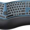 ProtoArc Backlit Bluetooth Ergonomic Keyboard, EK01 Plus Full Size Wireless Split Keyboard with Dual Bluetooth and USB, Cushioned Wrist Rest, Rechargeable, Compatible with Windows/Mac/Android, Blue