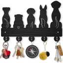 MAYJOYDIY Dog Coat Rack Wall Mount 11.87.9inch 5 Style Key Holder for Wall Decorative Wood Black Key Rack Hanger Organizer 5 Alloy Hooks for Leash Wall Art Decor Dog Lover Gift