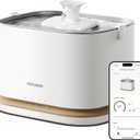 PETLIBRO Upgrade Cat Water Fountain, Cordless Cat Fountain Battery Operated, App Monitoring 3L/101oz Dockstream 2 Pet Water Fountain with Stainless Steel Tray, 5GHz WiFi Dog Water Bowl Dispenser (White)