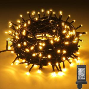 Christmas Tree Lights, 65FT/20M 200 LED Christmas Lights Plug in, 8 Modes Waterproof Outdoor Lights Indoor, Memory Function, Connectable String Lights for Party, Patio, Wedding (Warm White)