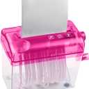 JIKIOU Mini Hand Shredder Portable Paper Shredder Manual Shredder Documents Paper Cutting Tool Home Office Desktop Stationery Red
