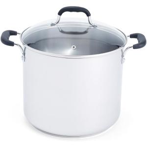 T-fal Specialty Stainless Steel Stockpot 12 Quart Oven Safe 350F Pots and Pans, Cookware Silver (12 Quarts)