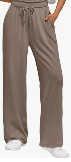 Trendy Queen Pants Matching Summer Sweatsuit Lounge Set Womens Wide Leg Pants Side Ruching Crop Top Sets (Small, Mocha)