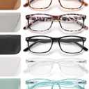5 Pack Reading Glasses for Women, Spring Hinges Lightweight Readers Glasses,Blue Light Reading Glasses Anti Eyestrain, 1.0