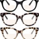 3 Pack Bifocal Reading Glasses for Women Men Classic Clear Top Bi-focal Readers Full Lenses Dual Focal Eyeglasses+2.50 (Black+shallow Tortoiseshell+deep Tortoiseshell)