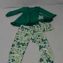 Toddler Baby Girls St.Patrick's Day Outfits Long Sleeve Clover Dress Shirt Shamrock Print Pants Clothes Set,Size 3-4T