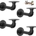 Industrial Pipe Iron Shelf Brackets-Wall Mounted DIY Rustic Pipe Metal Brace Brackets Black 3 Pack No Brand