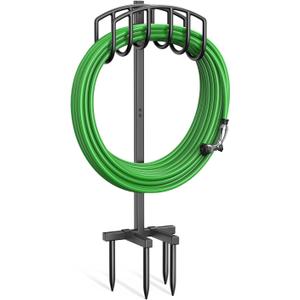Keten Garden Hose Holder, Detachable Metal Water Hose Holder Stand, Heavy Duty Freestanding Garden Hose Reel Rack and Hose Storage Organizer for Outside Yard