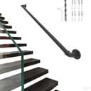Handrail Wall,Stair Railing Indoor, 3FT Pipe Railing, Metal Staircase Handrail,Black handrails for Indoor & Outdoor Stairs,Grab Bars for Wall,Steps Baluster