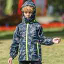 Waterproof Hooded Jacket for Boys Girls,Kids Raincoats Outdoor Windbreaker Dinosaur Rain Jacket 12-14Y