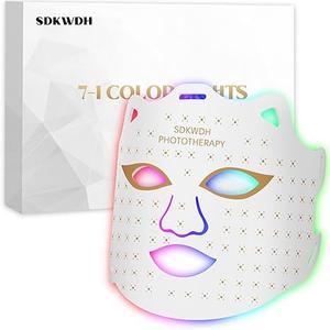 Red Light Mask for Face, 7-1 Colors Facial Care Mask, 850nm Infrared & Red Light Masks, Ergonomic Design for Home & Travel, White