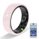 Ceramic Ring, Smart Ring for Women, Auto Exercise Recognition, Gesture Control, Fitness Tracker with Heart Rate Monitor, Sleep Tracking, Step Counter, for iOS & Android (Pink, 6)