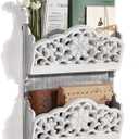 Key and Mail Holder for Wall, 2-Slot Mail Organizer Wall Mount with 5 Key Hooks, Wooden Key Hangers Wall File Organizer Letter Sorter, Key Rack for Entryway and Home Decor,Extra Wide (Extra Large)