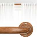 Blackout Wrap Around Curtain Rods for Windows 48 to 84 Inch:Room Darkening Imitation Wood Curtain Rod Heavy Duty Adjustable 1Inch Wooden Curved French Return Wraparound Drapery Rods Round Hidden