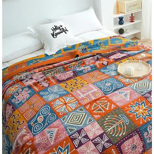 Cotton Throw Boho Blanket for Couch Bed,Cotton Quilted Boho 80''x90'' Muslin Blankets Travel Mexican Super Soft Blanket (T-ethnic Style) Cotton Throw Boho Blanket for Couch Bed,Cotton Quilted Boho 80''x90'' Muslin Blankets Travel Mexican Super Soft Blanket (T-ethnic Style)