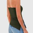 PRETTYGARDEN Tube Tops for Women Trendy Summer 2026 Spring Fashion Going Out Y2K Clothes Asymmetrical Ruched Strapless Shirts (Green)