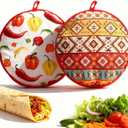 [2PCS] Classic Tortilla Warmers, Insulated Soft Cloth Pouch, Microwavable Fabric Bag Keeps Food Warm, Perfect for Tortillas, Tacos, Naan, Pizza Rolls, Reusable & Easy-Clean for Home & Party