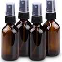 Wedama 4 oz Mini Glass Spray Bottles, Empty Small Spray Bottles with Funnel Dropper, Fine Mist for Hair, Travel, Plants, Cleaning Solutions and Skin Care (4 Pack Amber)