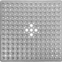 Yimobra Shower Bathtub Mat Non Slip, 21x21 Inch, Soft Square Bath for Tub with Suction Cups and Drain Holes, Stall Floor Mats Bathroom, Machine Washable, Bathroom Accessories, Clear Gray