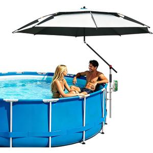 Above Ground Pool Umbrella 7.9 FT with Cup Holder, Tilt & Clamp Mount