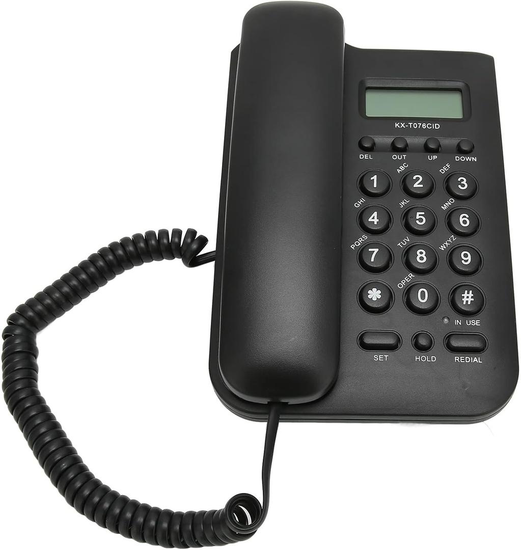 Corded Phone, Wired Landline Desktop House Phone with Speaker for Business, Caller ID/Callback, Desktop Landline Phone Hands Calling for Home Office Hotel(Black)