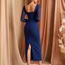 KUTUMAI Corset Lace Long Sleeve Formal Dress Back Slit Bodycon Fall Cocktail Wedding Guest Dresses XL