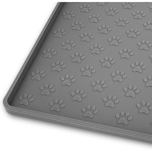Pet Placemat for Dog and Cat, Mat for Prevent Food and Water Overflow, Suitable for Small, Medium and Big Pet, 18" 12", Grey, Silicone