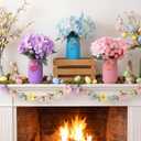 Roowest 3 Pcs Easter Centerpieces for Tables Easter Mason Jars with Flowers Spring Table Decor 2.6 x 5.1 Inch Bunny Egg Mason Jars with Bunny Tags for Spring Home Centerpiece Dinning Table Decor